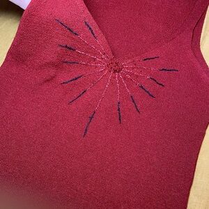 Vintage Y2K Red knit Tank Top with beaded Design
